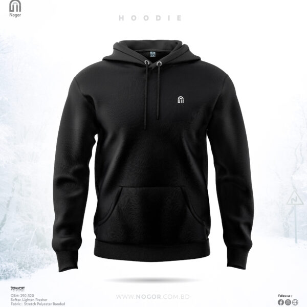 Classic Pullover Hoodie for Men Black scaled